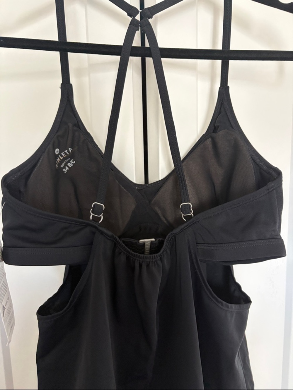 NEW [Athleta] Blousy Racerback Tankini Swim Swimsuit Top Black Women’s 34B/C - Picture 9 of 12